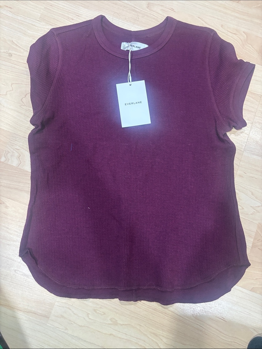 Everlane Short Sleeve Ribbed Tee — Wine Burgundy
